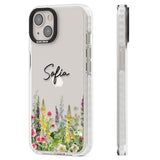 Personalised Garden Wildfowers Clear Impact Phone Case for iPhone 13, iPhone 14, iPhone 15