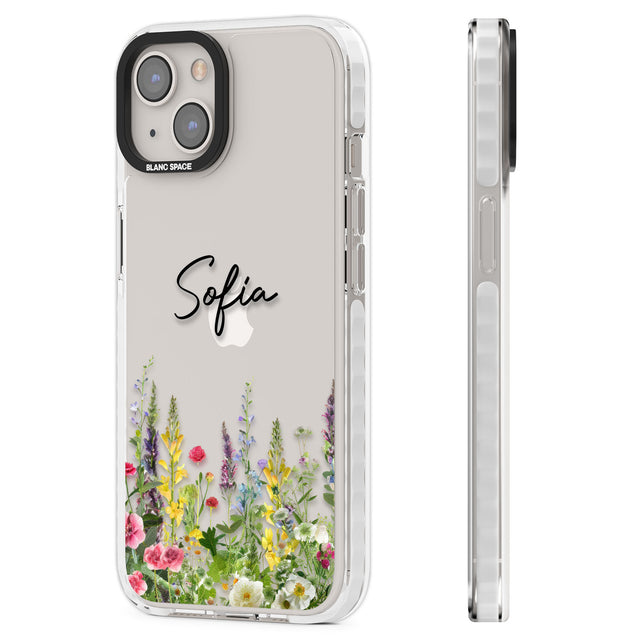 Personalised Garden Wildfowers Clear Impact Phone Case for iPhone 13, iPhone 14, iPhone 15