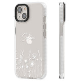 Personalised White Wildflowers Clear Impact Phone Case for iPhone 13, iPhone 14, iPhone 15