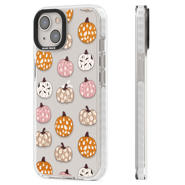 Floral Pumpkins Clear Impact Phone Case for iPhone 13, iPhone 14, iPhone 15