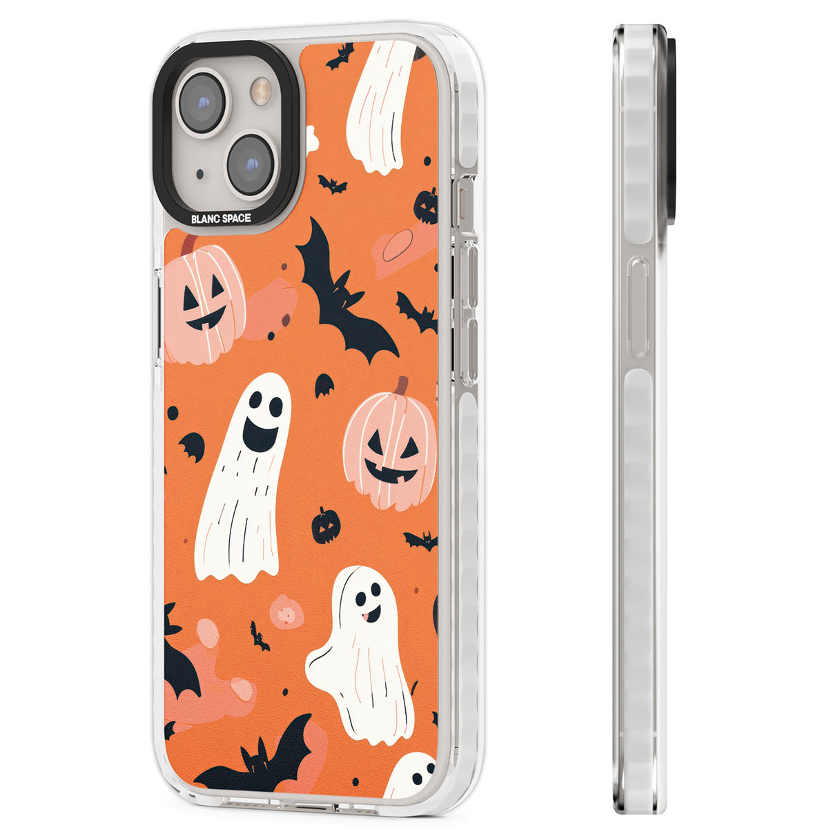 Orange Halloween Pattern Clear Impact Phone Case for iPhone 13, iPhone 14, iPhone 15