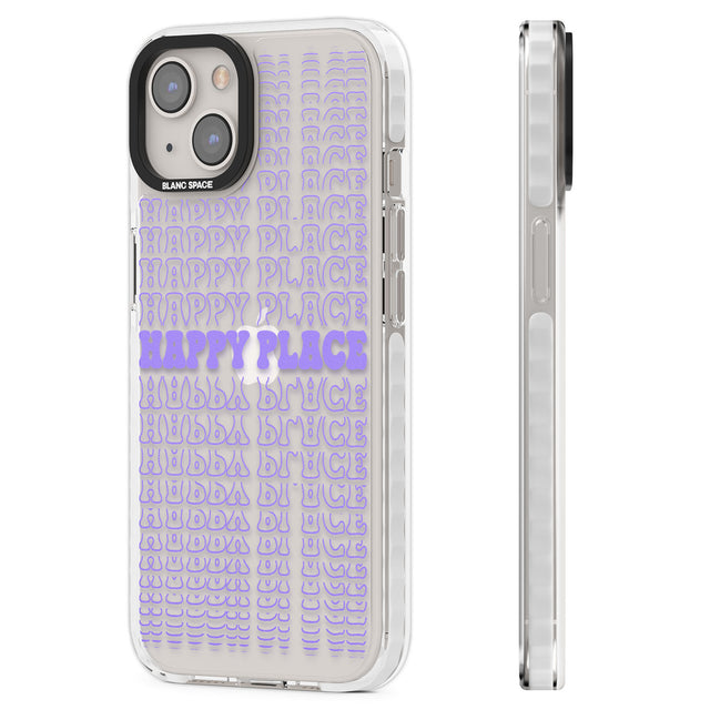 Happy Place (Purple) Clear Impact Phone Case for iPhone 13, iPhone 14, iPhone 15