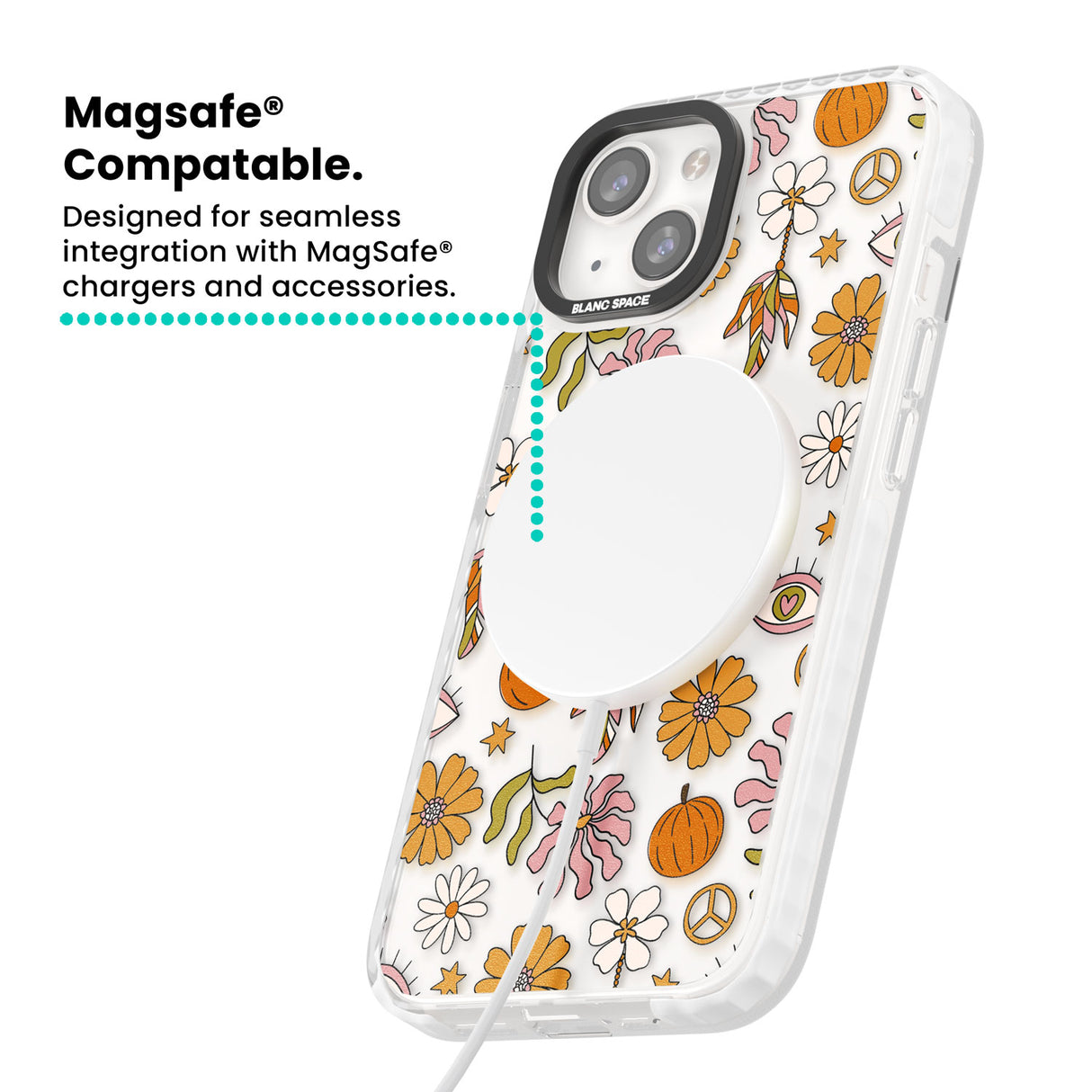 Retro Boho Fall Floral Magsafe Impact Phone Case for iPhone 13, iPhone 14, iPhone 15