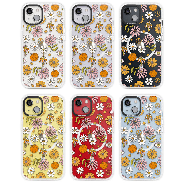 Retro Boho Fall Floral Magsafe Impact Phone Case for iPhone 13, iPhone 14, iPhone 15