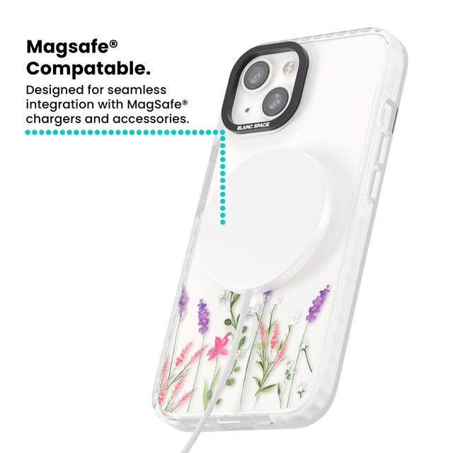 Personalised Lavender Wildflowers Magsafe Impact Phone Case for iPhone 13, iPhone 14, iPhone 15