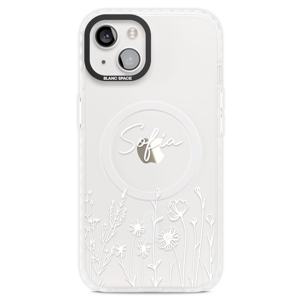 Personalised White Wildflowers Magsafe Impact Phone Case for iPhone 13, iPhone 14, iPhone 15