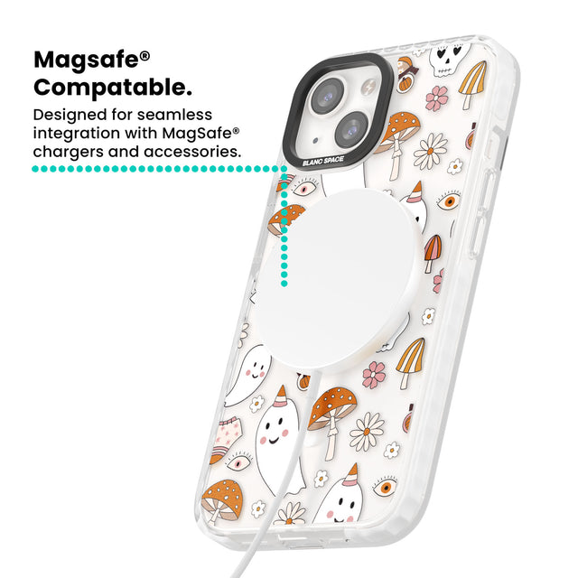 Cute Ghost and Skulls Pattern Magsafe Impact Phone Case for iPhone 13, iPhone 14, iPhone 15