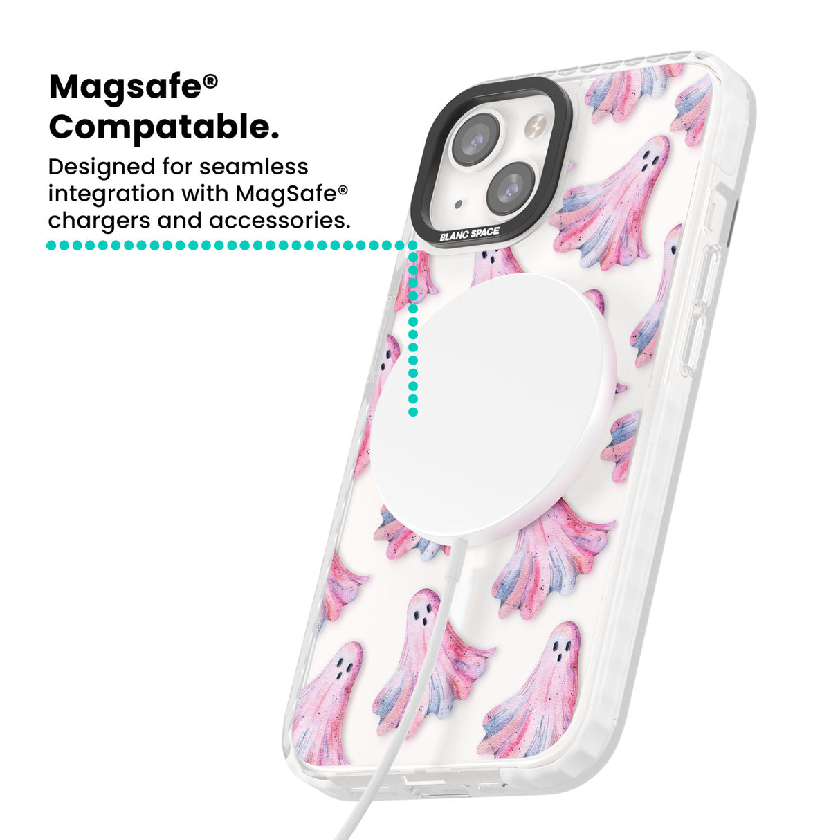 Pink Ghosts Magsafe Impact Phone Case for iPhone 13, iPhone 14, iPhone 15