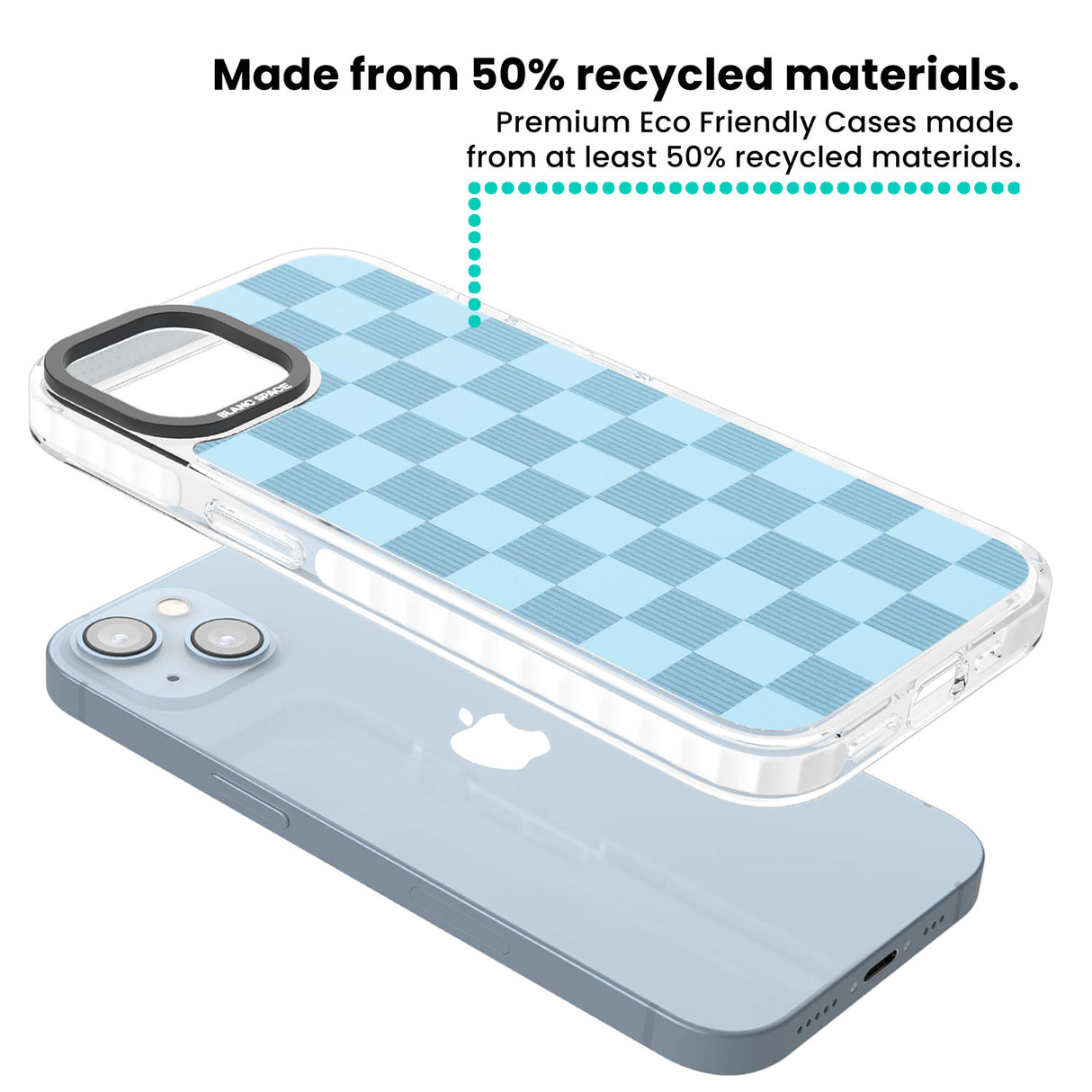 SKYBLUE CHECKERED Clear Impact Phone Case for iPhone 13, iPhone 14, iPhone 15