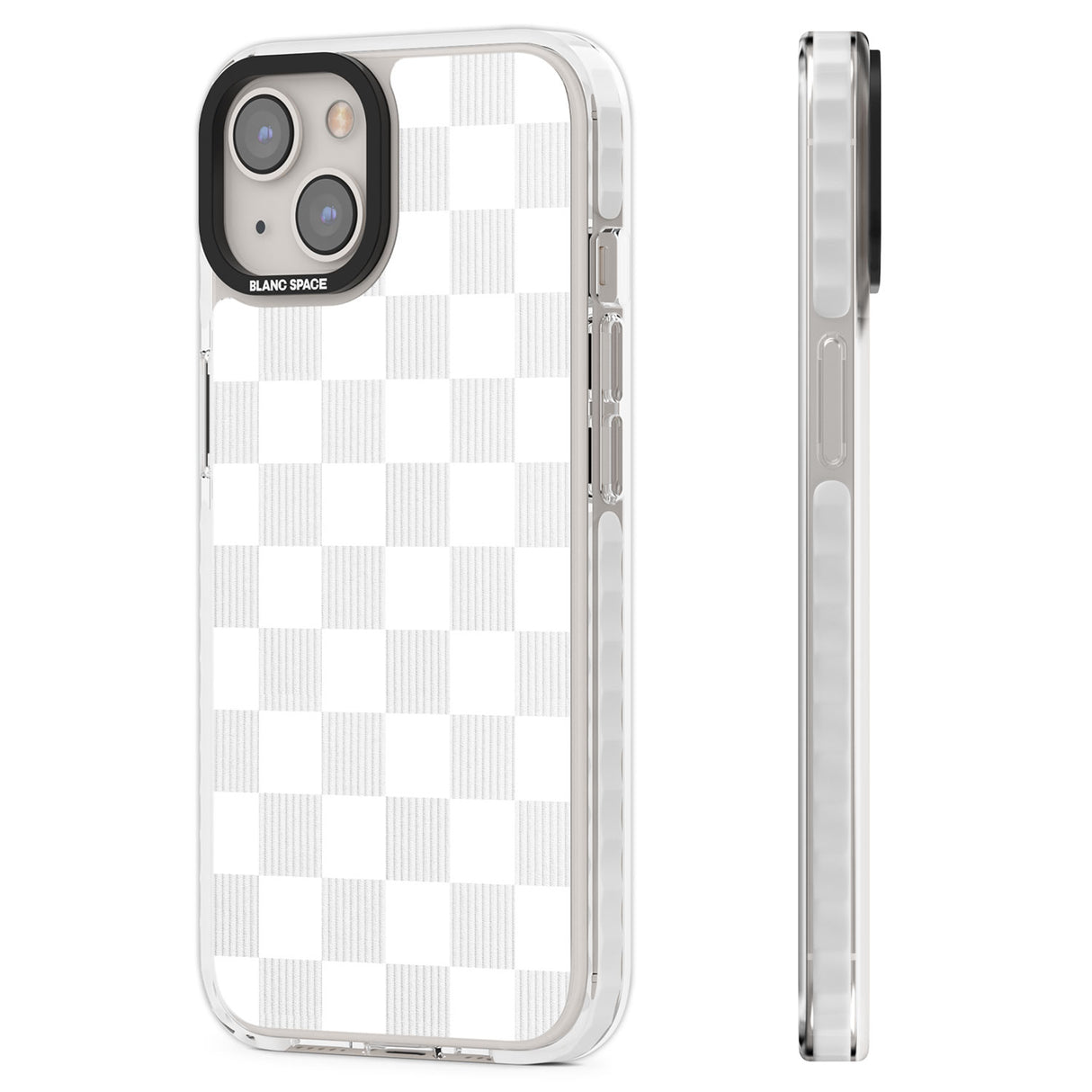 WHITE CHECKERED Clear Impact Phone Case for iPhone 13, iPhone 14, iPhone 15