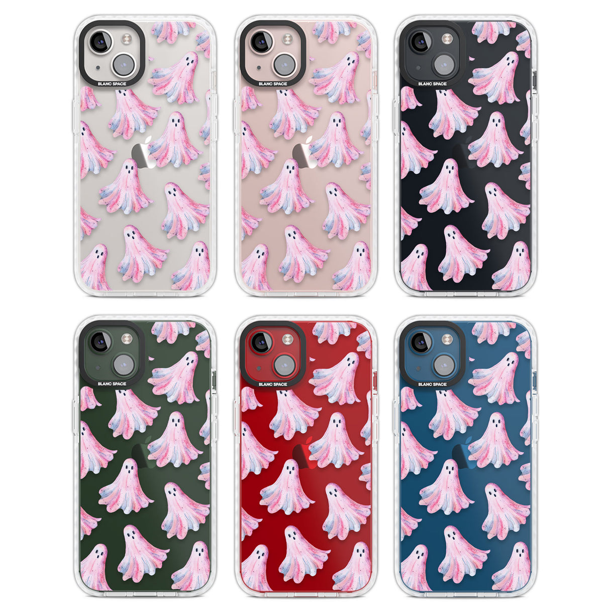 Pink Ghosts Clear Impact Phone Case for iPhone 13, iPhone 14, iPhone 15