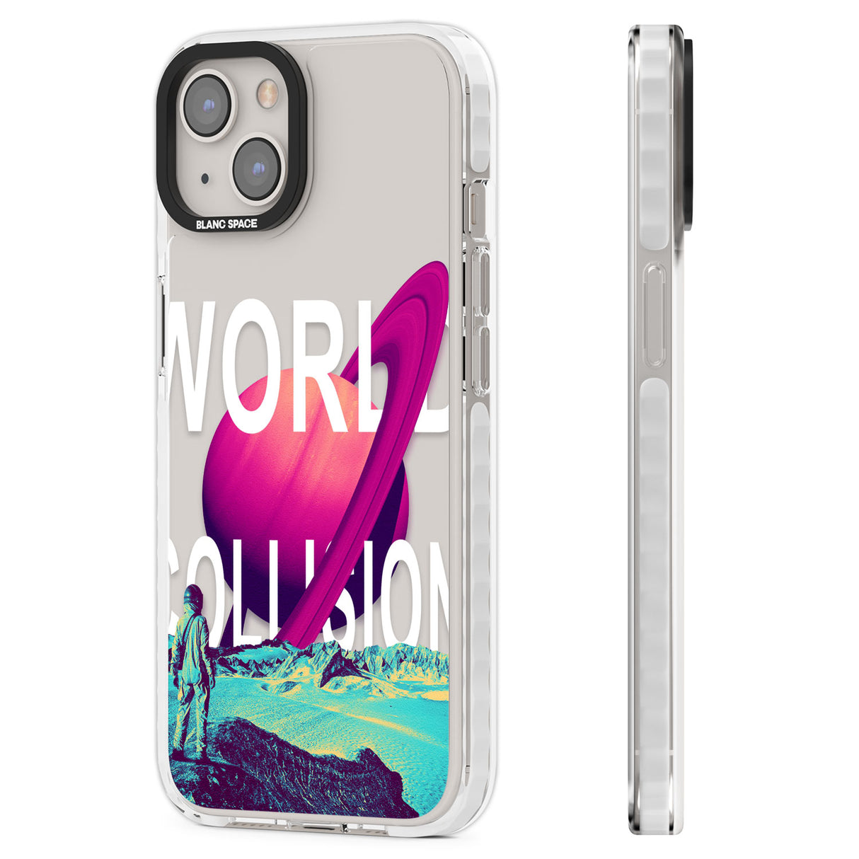 World Collision Clear Impact Phone Case for iPhone 13, iPhone 14, iPhone 15