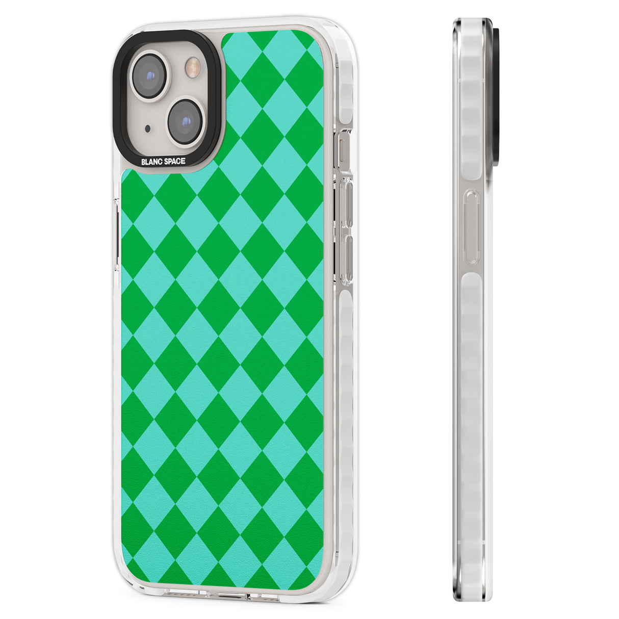 Retro Green Diamond Plaid Clear Impact Phone Case for iPhone 13, iPhone 14, iPhone 15