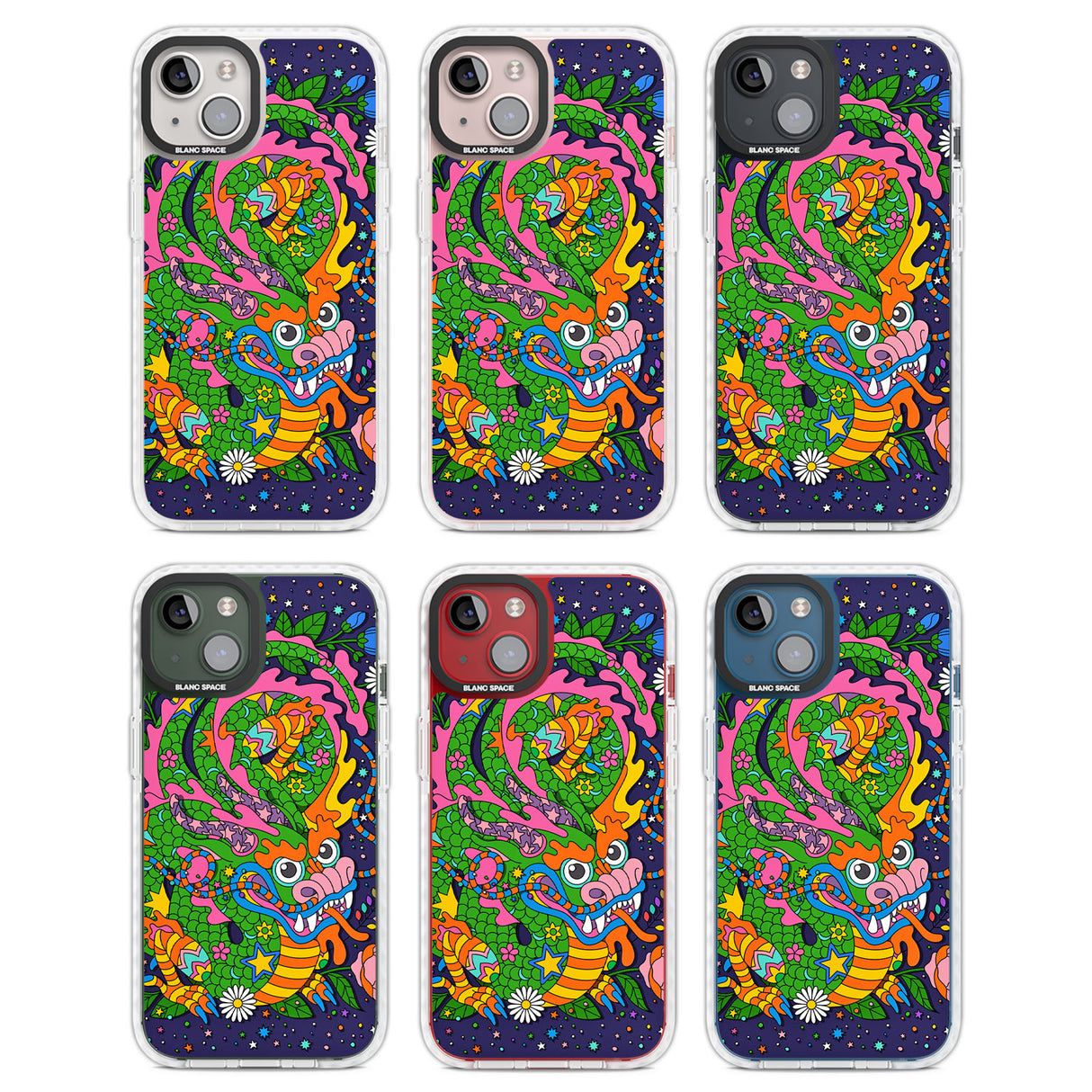 Psychedelic Jungle Dragon (Purple) Clear Impact Phone Case for iPhone 13, iPhone 14, iPhone 15