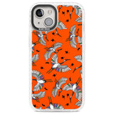 Colourful Crane Pattern (Orange) Clear Impact Phone Case for iPhone 13, iPhone 14, iPhone 15