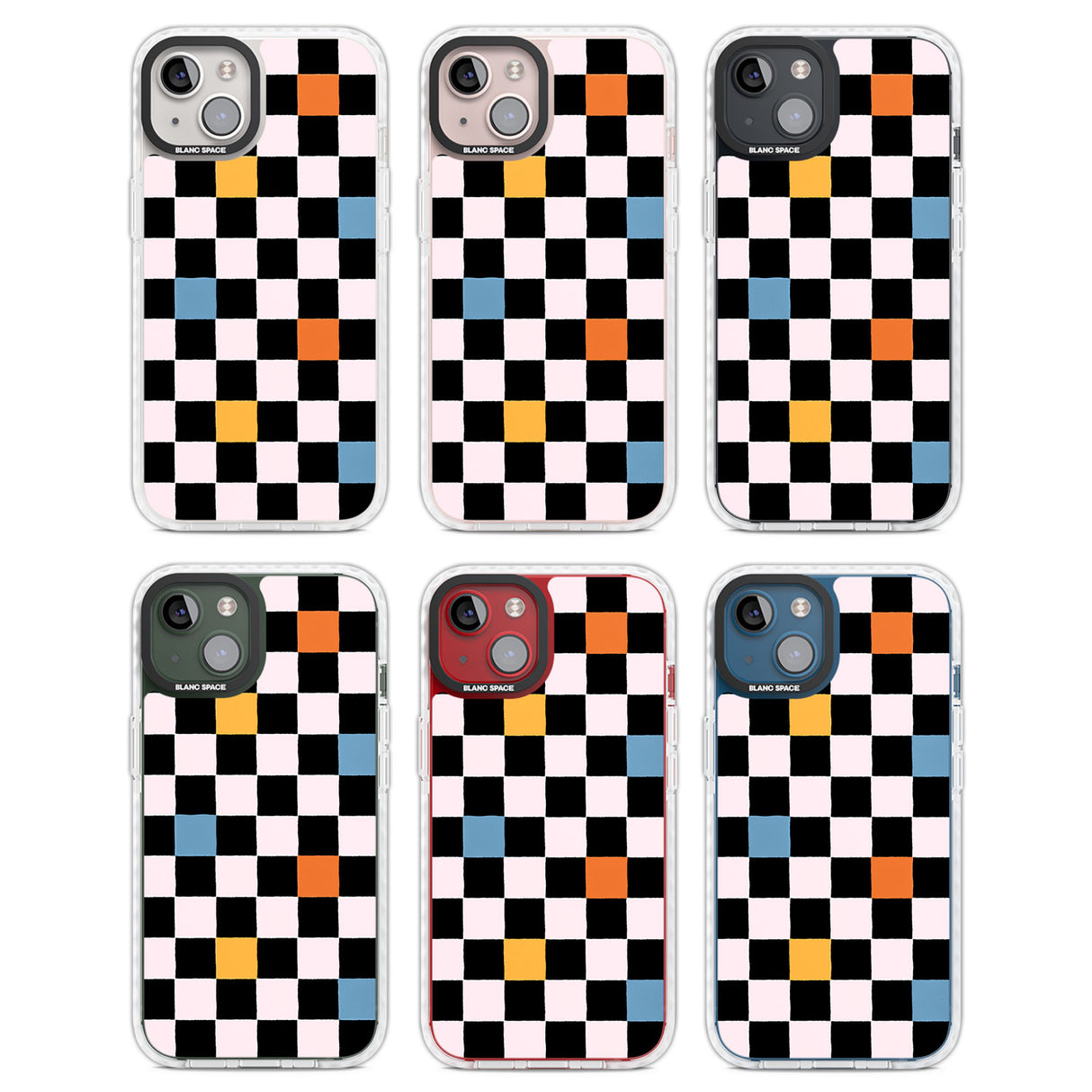 Vibrant Retro Checkered Clear Impact Phone Case for iPhone 13, iPhone 14, iPhone 15