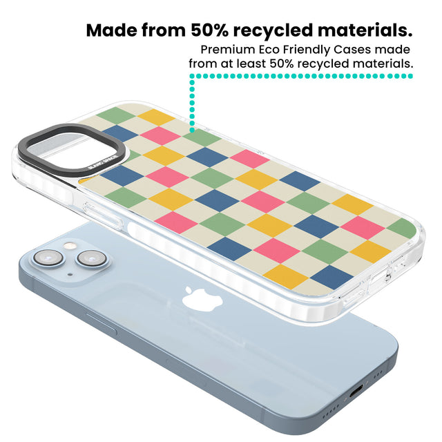 Pastel Multicolor Checkered Clear Impact Phone Case for iPhone 13, iPhone 14, iPhone 15