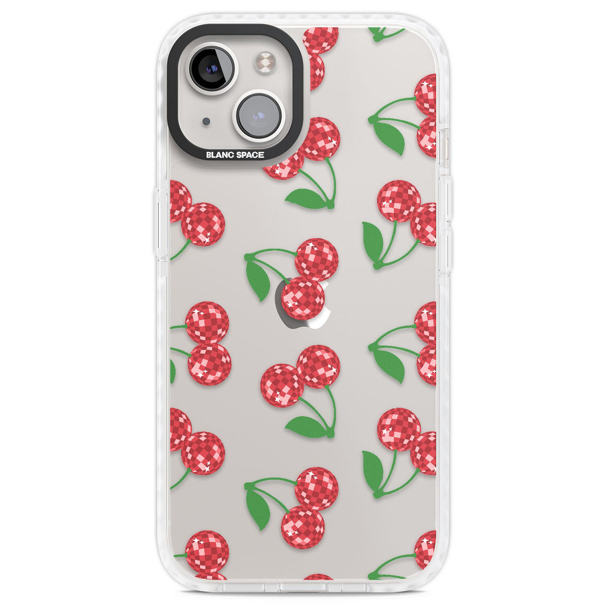 Disco Cherry Pattern Clear Impact Phone Case for iPhone 13, iPhone 14, iPhone 15