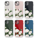 White Vintage Painted Flowers Clear Impact Phone Case for iPhone 13, iPhone 14, iPhone 15