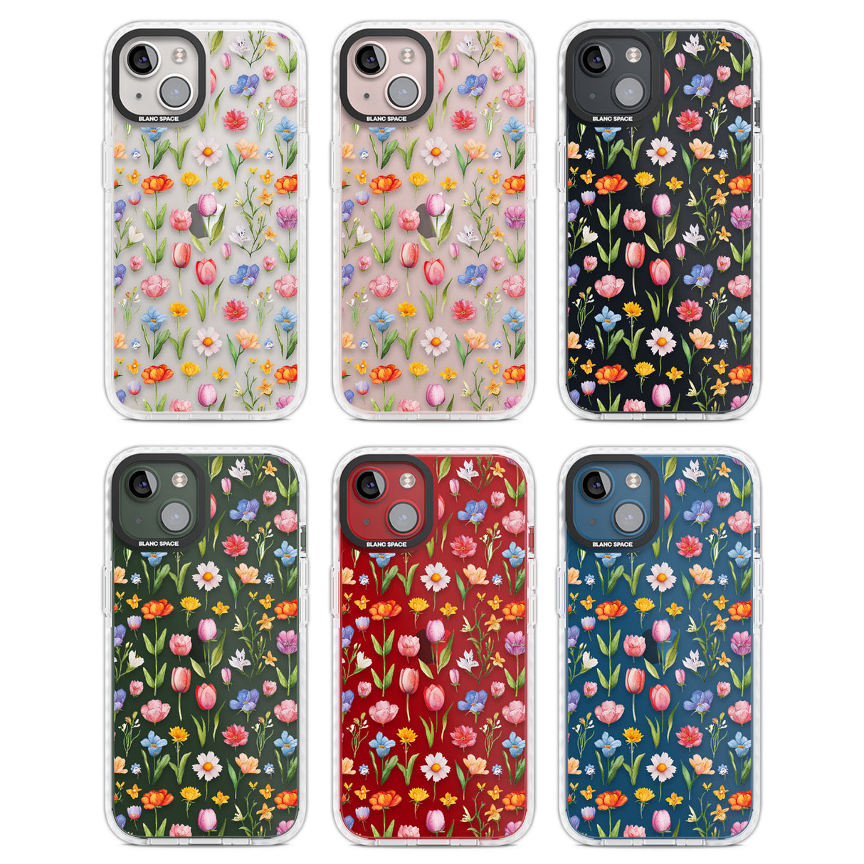 Small Flower Mix Clear Impact Phone Case for iPhone 13, iPhone 14, iPhone 15