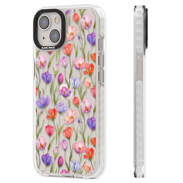 Red, Pink & Purple Flowers Clear Impact Phone Case for iPhone 13, iPhone 14, iPhone 15