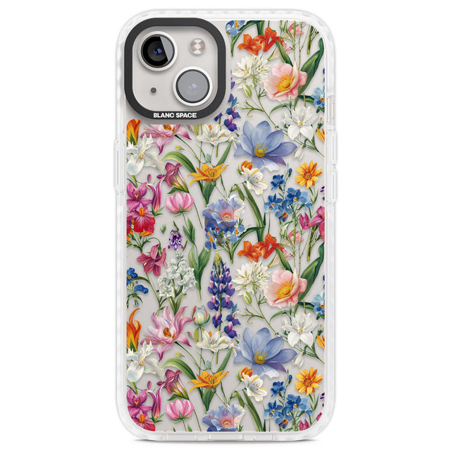 Vintage Wildflowers Clear Impact Phone Case for iPhone 13, iPhone 14, iPhone 15