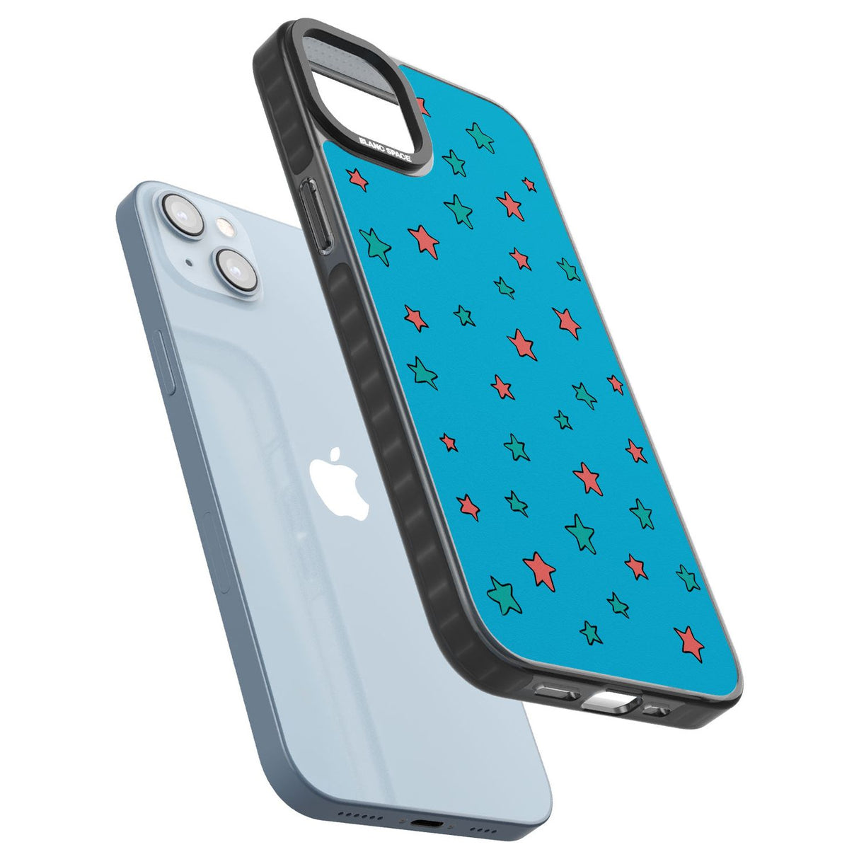 Blue Heartstopper Stars Pattern Phone Case for iPhone 14 Plus