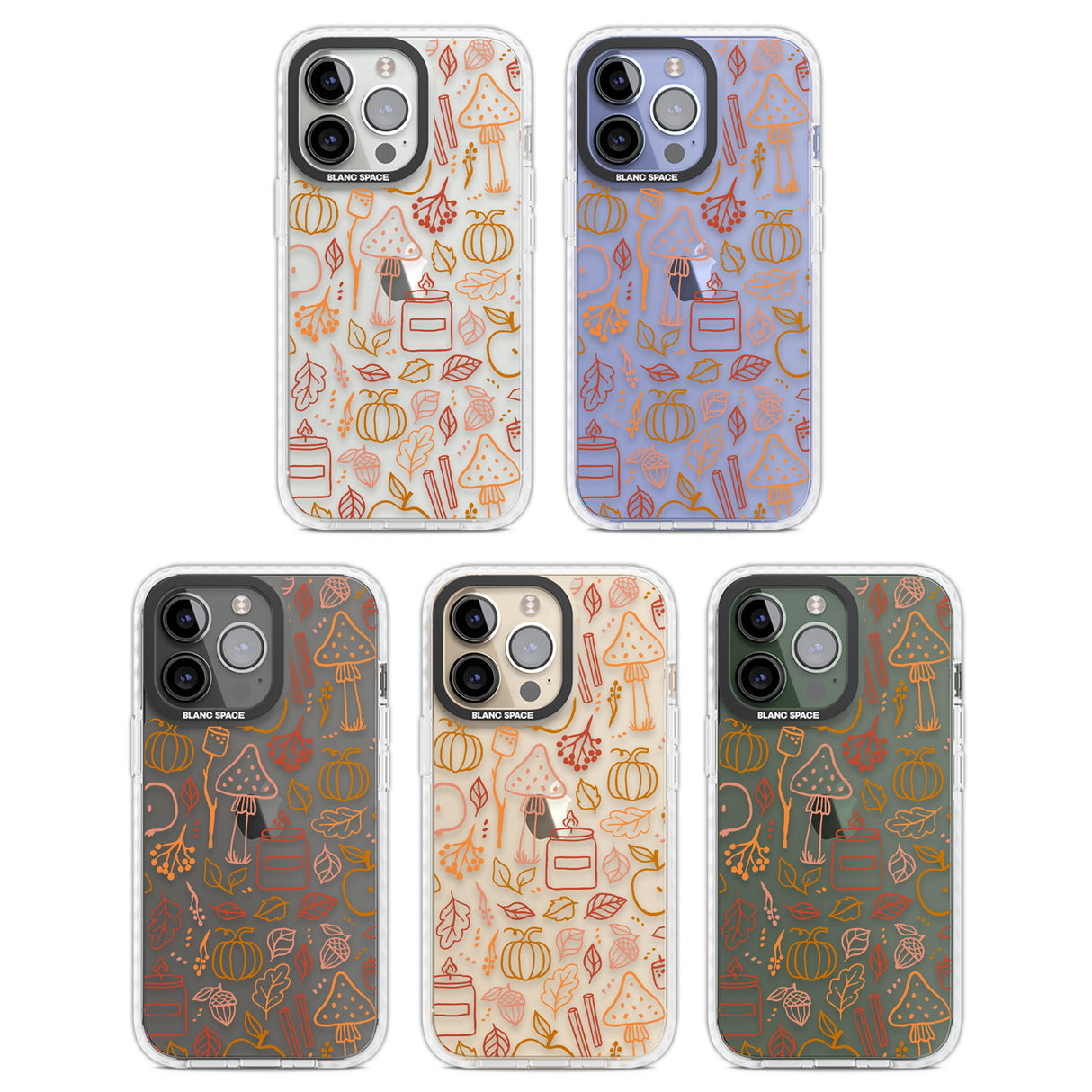 Autumn Line Pattern Clear Impact Phone Case for iPhone 13 Pro, iPhone 14 Pro, iPhone 15 Pro