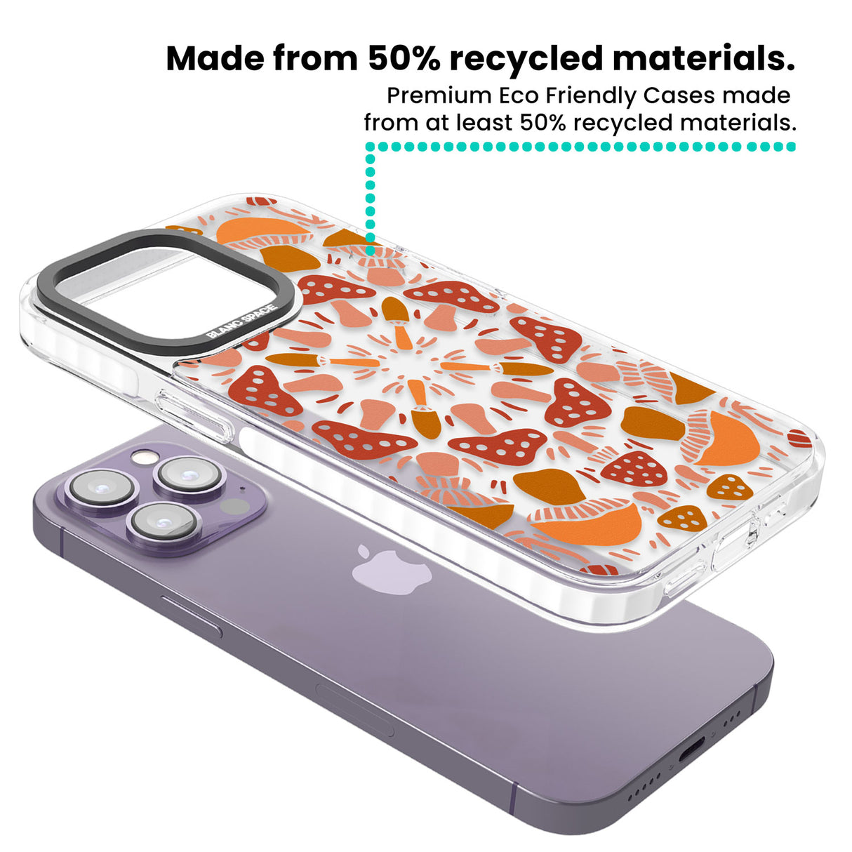 Mushroom Medley Clear Impact Phone Case for iPhone 13 Pro, iPhone 14 Pro, iPhone 15 Pro