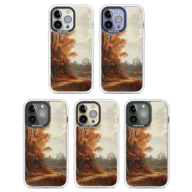 Vintage Autumn Oil Painting Clear Impact Phone Case for iPhone 13 Pro, iPhone 14 Pro, iPhone 15 Pro