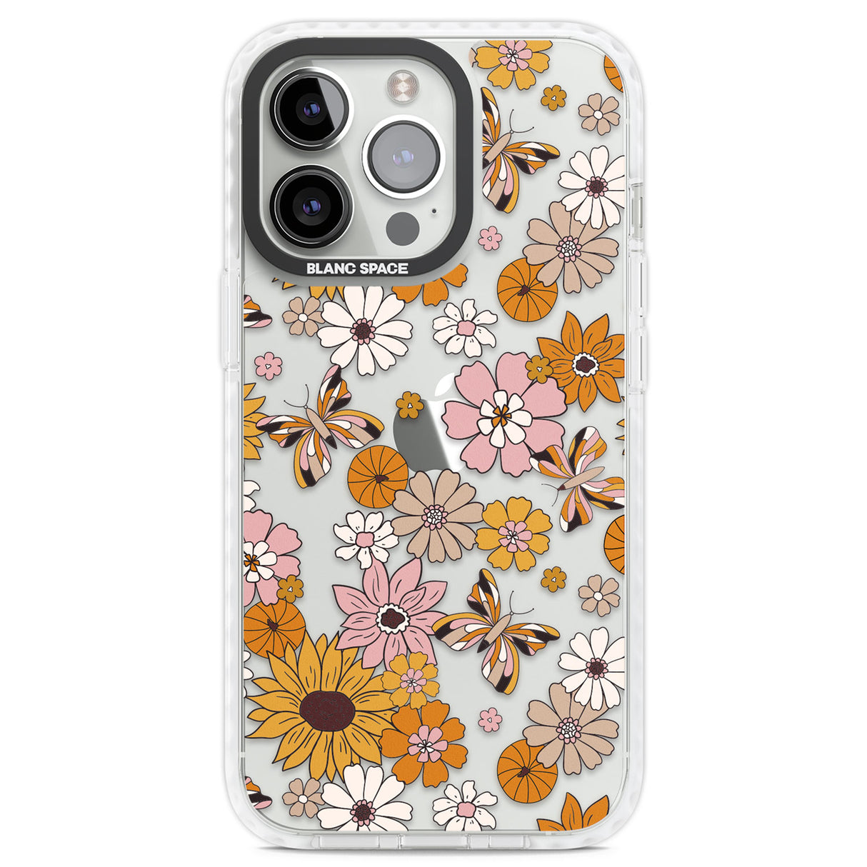 Butterfly & Bloom Autumn Floral Clear Impact Phone Case for iPhone 13 Pro, iPhone 14 Pro, iPhone 15 Pro