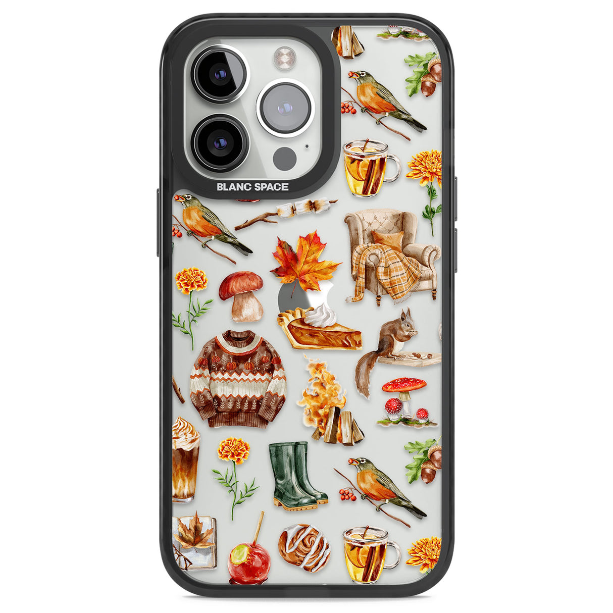 Cozy Autumn Aesthetic Black Impact Phone Case for iPhone 13 Pro, iPhone 14 Pro, iPhone 15 Pro