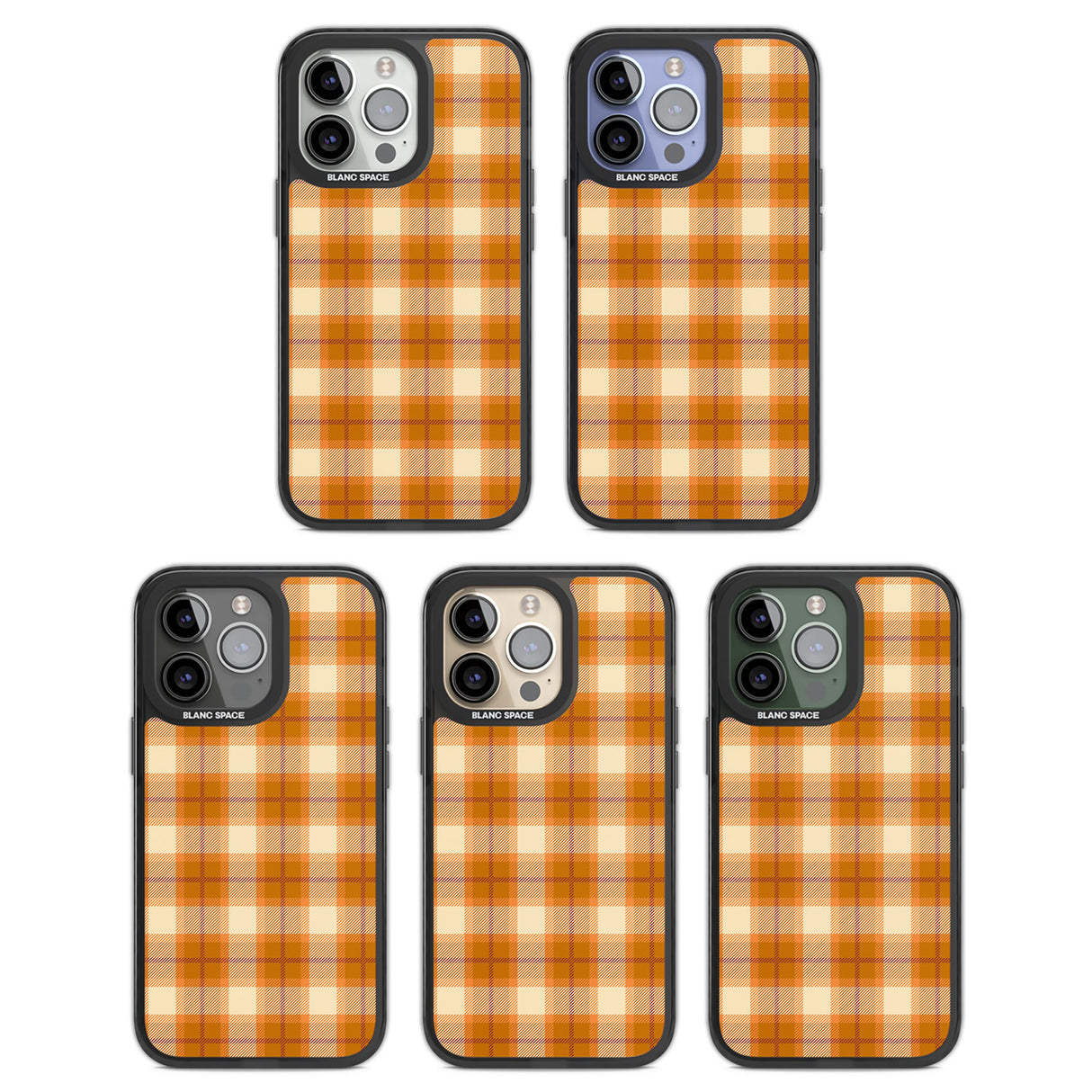 Pumpkin Plaid Black Impact Phone Case for iPhone 13 Pro, iPhone 14 Pro, iPhone 15 Pro