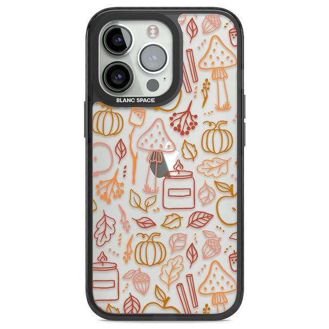 Autumn Line Pattern Black Impact Phone Case for iPhone 13 Pro, iPhone 14 Pro, iPhone 15 Pro