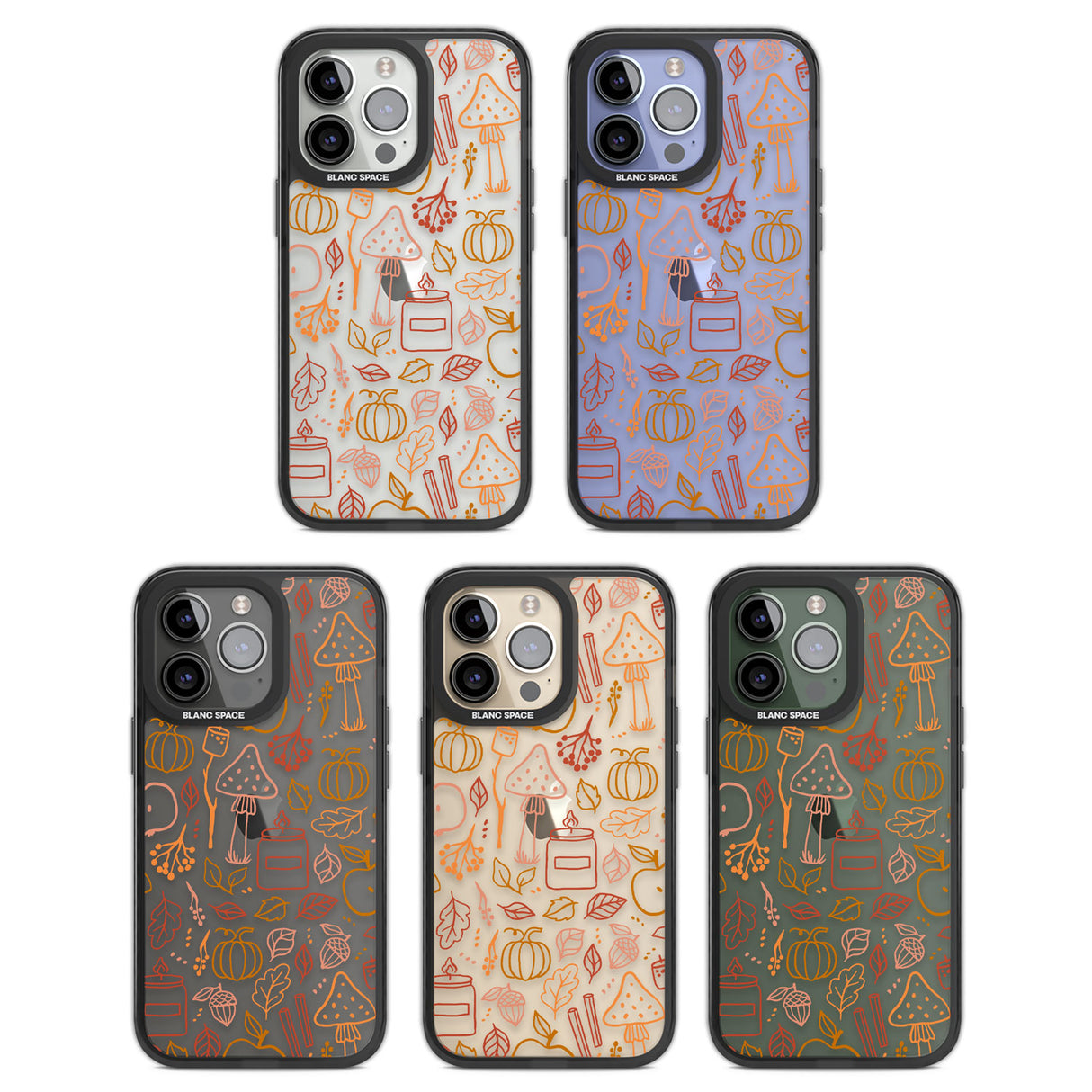 Autumn Line Pattern Black Impact Phone Case for iPhone 13 Pro, iPhone 14 Pro, iPhone 15 Pro