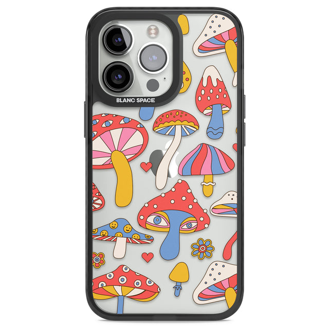 Vibrant Shrooms Black Impact Phone Case for iPhone 13 Pro, iPhone 14 Pro, iPhone 15 Pro