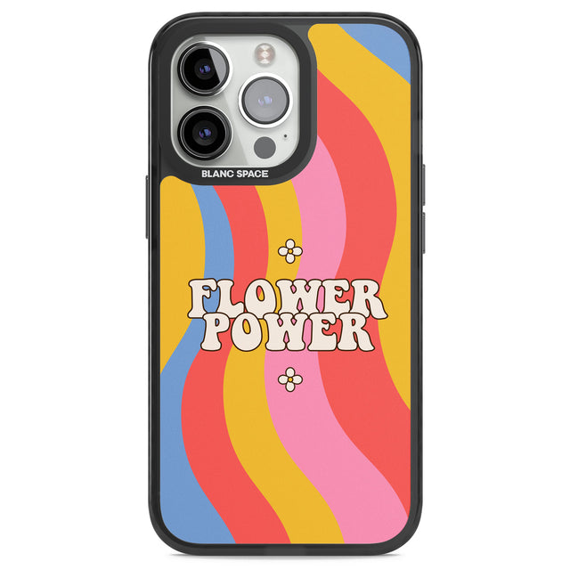 Melting Flower Power Black Impact Phone Case for iPhone 13 Pro, iPhone 14 Pro, iPhone 15 Pro