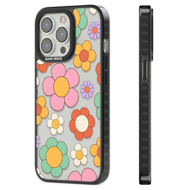 Groovy Blossoms Black Impact Phone Case for iPhone 13 Pro, iPhone 14 Pro, iPhone 15 Pro