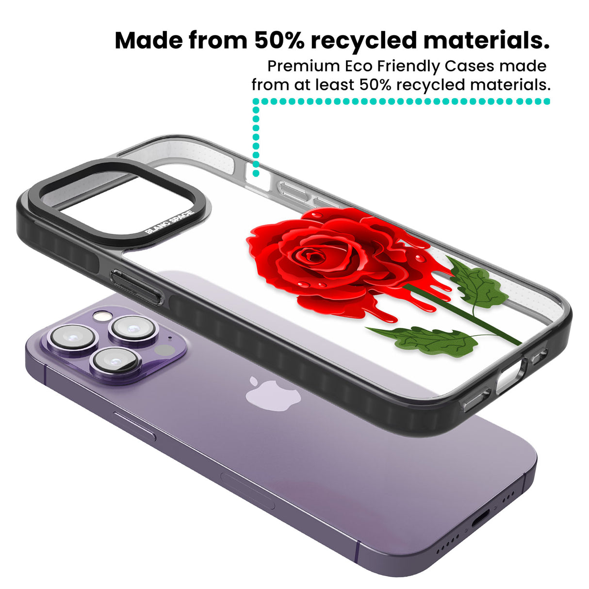 Melting Rose Black Impact Phone Case for iPhone 13 Pro, iPhone 14 Pro, iPhone 15 Pro