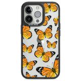 Sun-Yellow Butterflies Black Impact Phone Case for iPhone 13 Pro, iPhone 14 Pro, iPhone 15 Pro