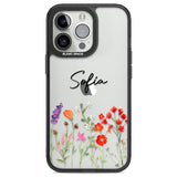 Personalised Spring Wildflowers Black Impact Phone Case for iPhone 13 Pro, iPhone 14 Pro, iPhone 15 Pro