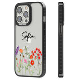 Personalised Spring Wildflowers Black Impact Phone Case for iPhone 13 Pro, iPhone 14 Pro, iPhone 15 Pro