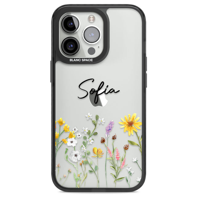 Personalised April Wildfowers Black Impact Phone Case for iPhone 13 Pro, iPhone 14 Pro, iPhone 15 Pro