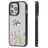 Personalised Lavender Wildflowers Black Impact Phone Case for iPhone 13 Pro, iPhone 14 Pro, iPhone 15 Pro