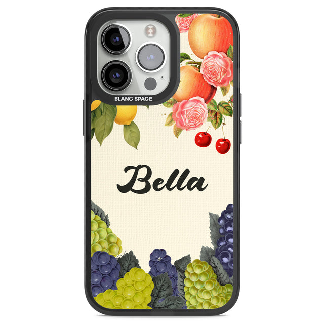 Personalised Vintage Fruits Black Impact Phone Case for iPhone 13 Pro, iPhone 14 Pro, iPhone 15 Pro