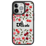 Personalised Cherry Pattern Black Impact Phone Case for iPhone 13 Pro, iPhone 14 Pro, iPhone 15 Pro