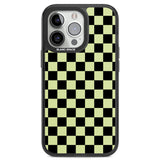 Black & Lime Check Black Impact Phone Case for iPhone 13 Pro, iPhone 14 Pro, iPhone 15 Pro