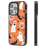 Orange Halloween Pattern Black Impact Phone Case for iPhone 13 Pro, iPhone 14 Pro, iPhone 15 Pro