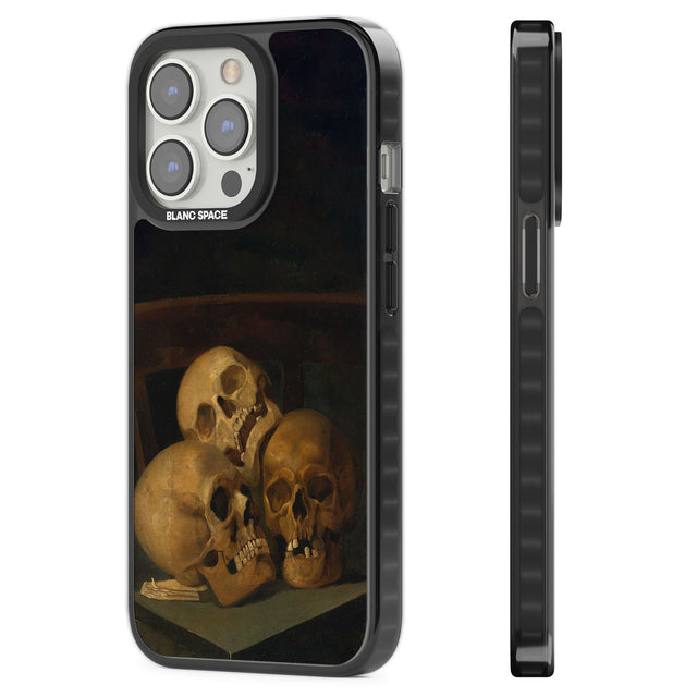 Still Life of Three Skulls Black Impact Phone Case for iPhone 13 Pro, iPhone 14 Pro, iPhone 15 Pro