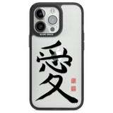 Japanese Kanji - Love Black Impact Phone Case for iPhone 13 Pro, iPhone 14 Pro, iPhone 15 Pro